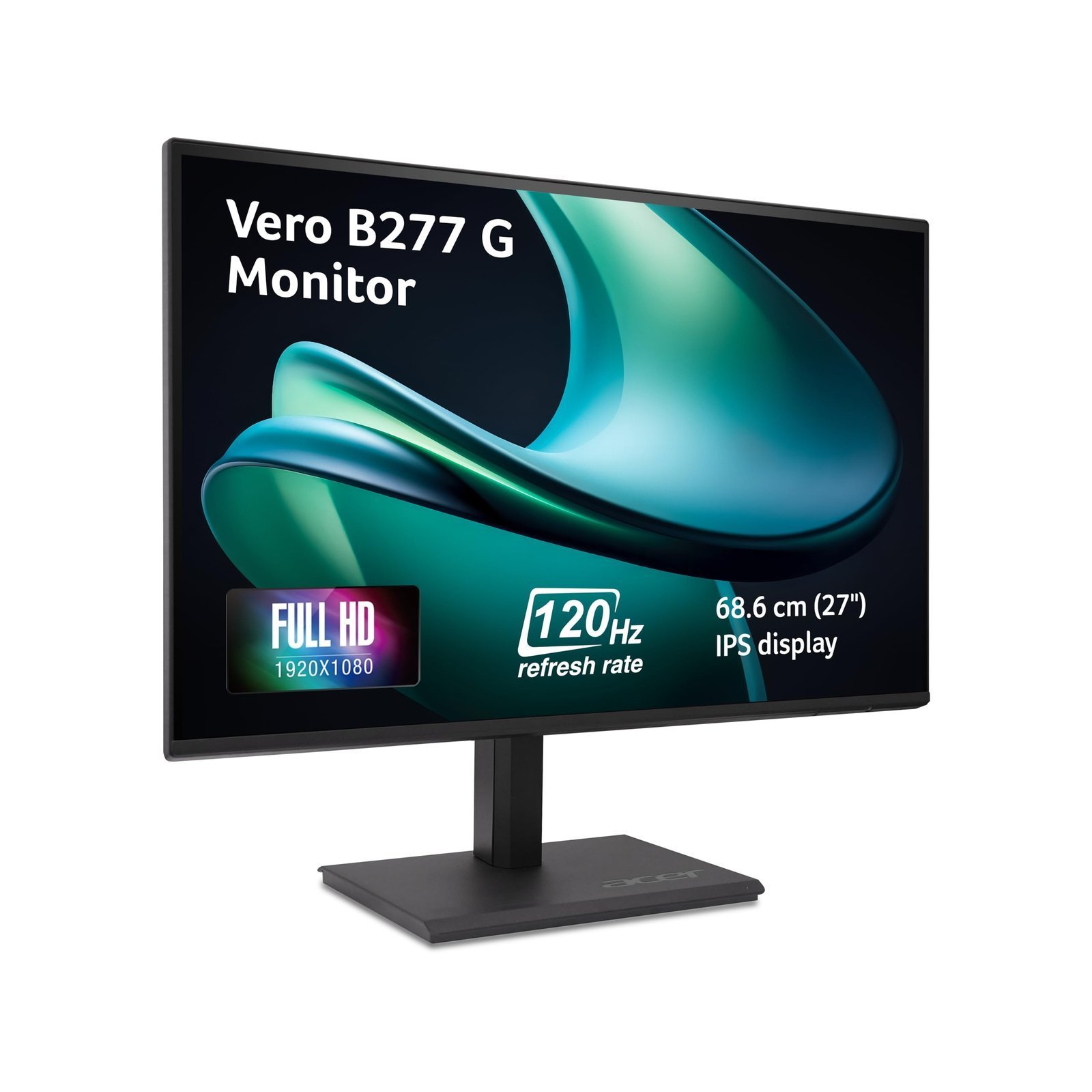 Vero B277 G 27 Inch IPS FHD Monitor | 120Hz AdaptiveSync | ErgoStand Tilt/Swivel/Pivot/Height Adjust | TUV Low Blue Light | VisionCare 2.0 | HDMI + DP Ports | TCO/EPEAT Gold | 85% PCR Eco Design
