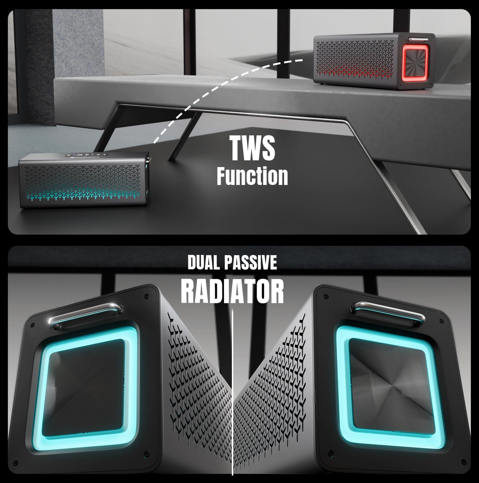 Studio R3, Portable Bluetooth Speaker, 140W RMS, 6 Drivers + Dual Passive Radiators, 3EQ Modes, Upto 13 Hrs Playback, 6000mAh Battery, BT v5.2| USB | AUX | mSD, TWS, Wired Mic, Metal Finish