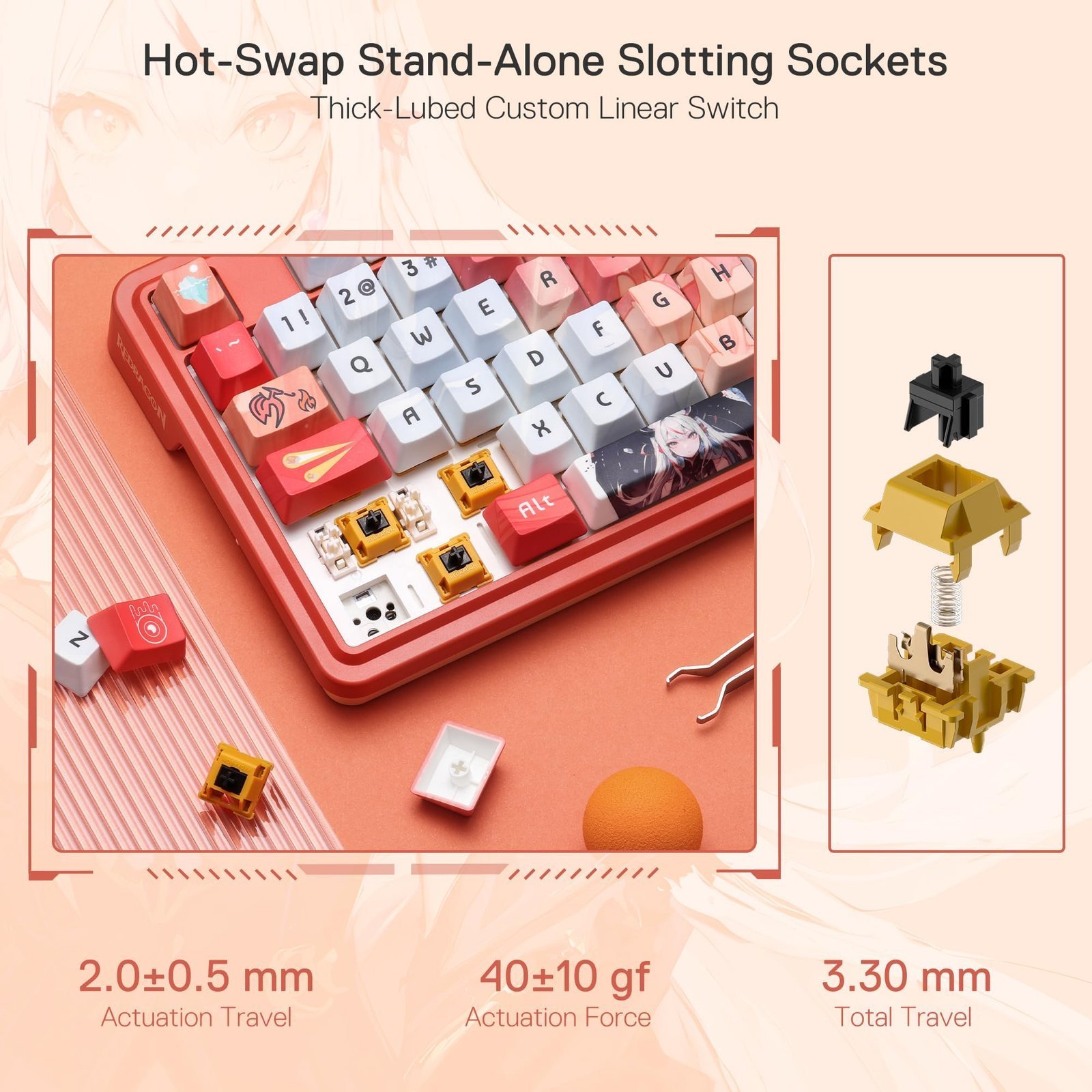 K673 PRO SE 75% 81 Keys Wireless Gasket RGB Gaming Keyboard, 3-Mode Anime Mechanical Keyboard w/Hot-Swap Socket, Dedicated Knob Control & 5-Layer Noise Dampening, Custom Hi-Fi Linear Switch