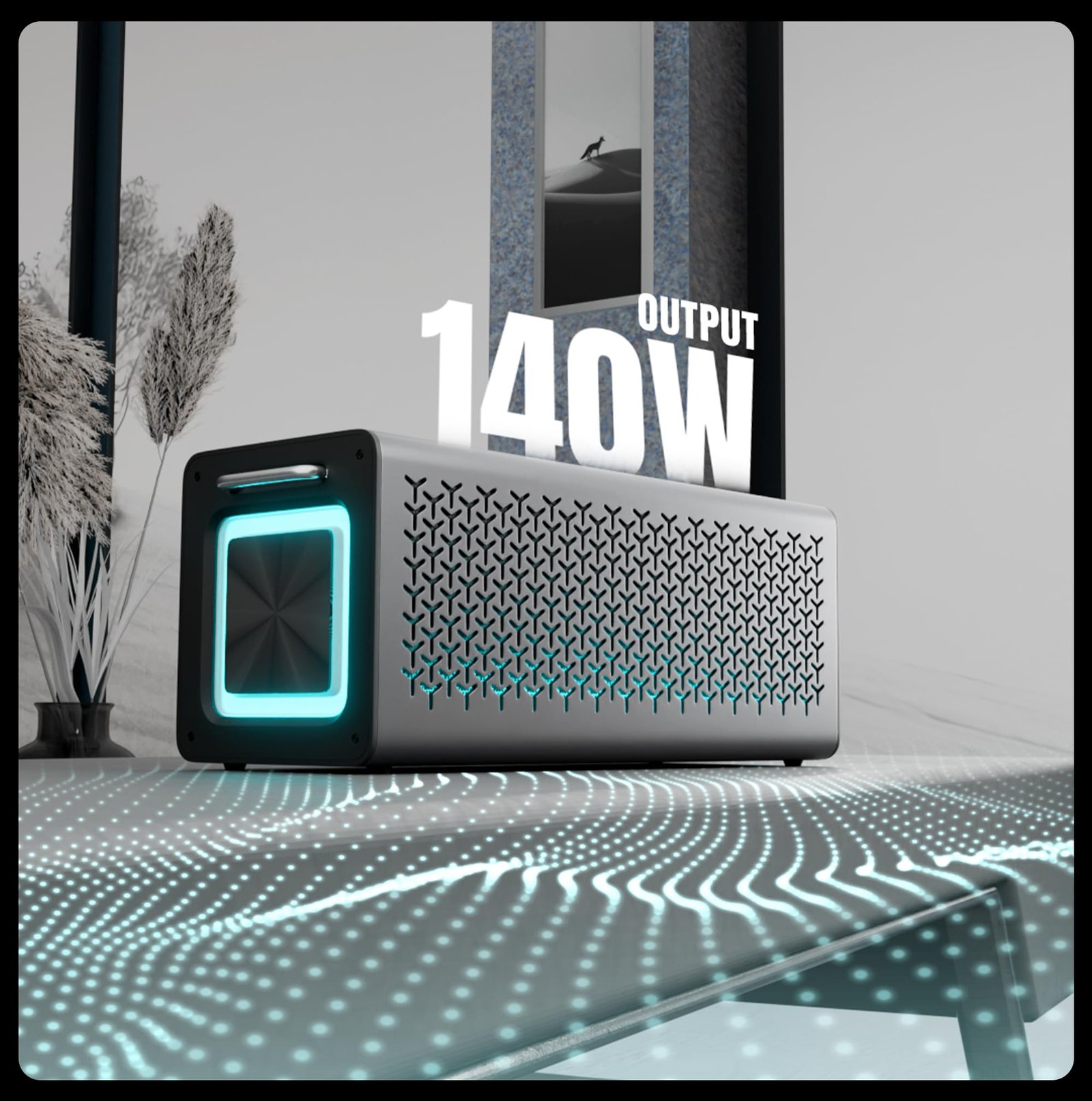 Studio R3, Portable Bluetooth Speaker, 140W RMS, 6 Drivers + Dual Passive Radiators, 3EQ Modes, Upto 13 Hrs Playback, 6000mAh Battery, BT v5.2| USB | AUX | mSD, TWS, Wired Mic, Metal Finish