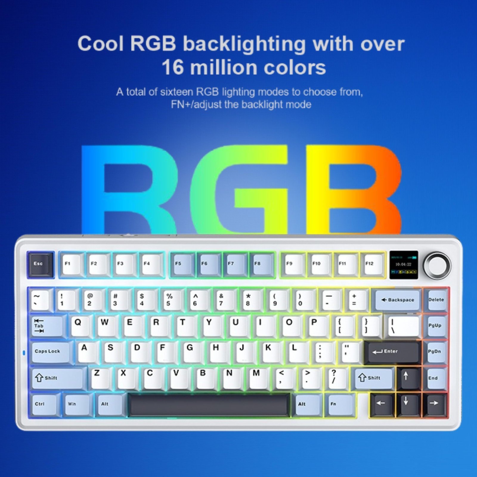 F75Max 75% TKL Wireless Mechanical Keyboard | Hot Swappable | Pre-lubed Linear Switches | RGB Backlit | 2.4GHz/Type-C/Bluetooth Gaming Keyboard (F75Max Ice Blue, Reaper Switch)