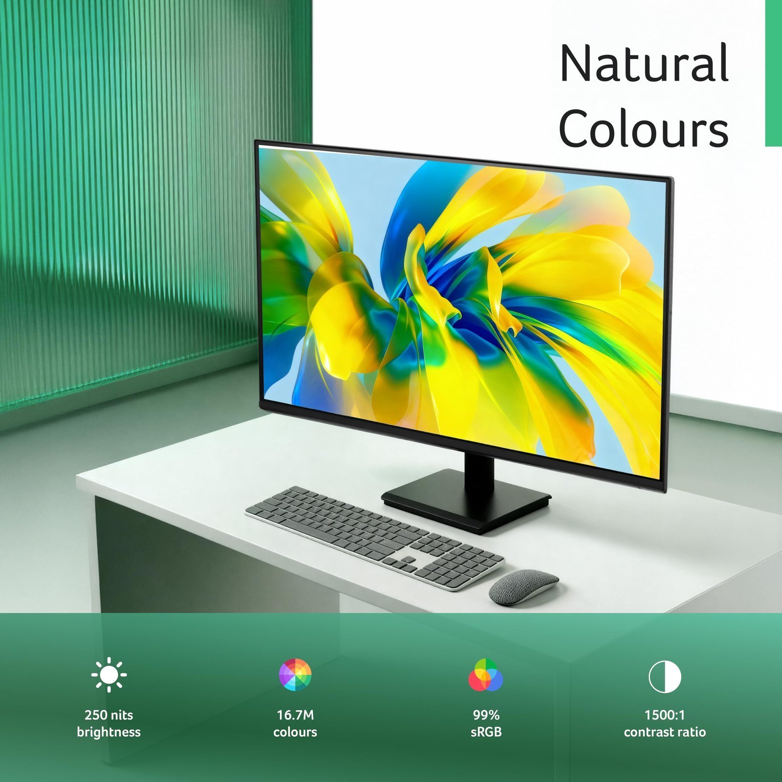 Vero V247Y G 23.8 Inch Full HD IPS Monitor I 120Hz Refresh, AdaptiveSync I 99% sRGB, 1500:1 Contrast I 2x2W Speakers I HDMI +VGA I ZeroFrame I VisionCare 2.0 I VESA I Energy Star I Black