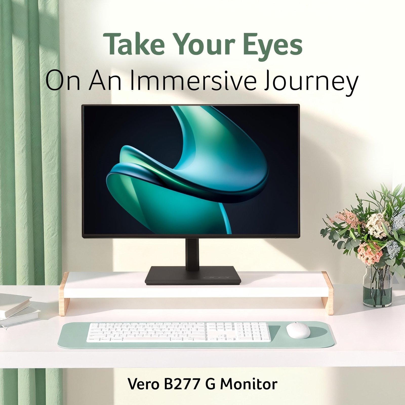 Vero B277 G 27 Inch IPS FHD Monitor | 120Hz AdaptiveSync | ErgoStand Tilt/Swivel/Pivot/Height Adjust | TUV Low Blue Light | VisionCare 2.0 | HDMI + DP Ports | TCO/EPEAT Gold | 85% PCR Eco Design